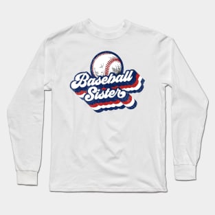 Retro Baseball Sister Red White Blue Long Sleeve T-Shirt